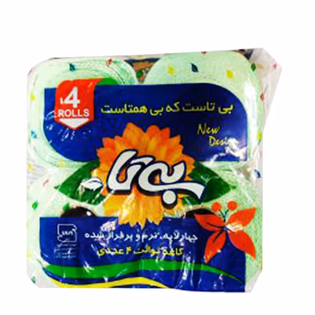دستمال توالت تمام رنگی چهار لایه بی تا بسته 4 عددی