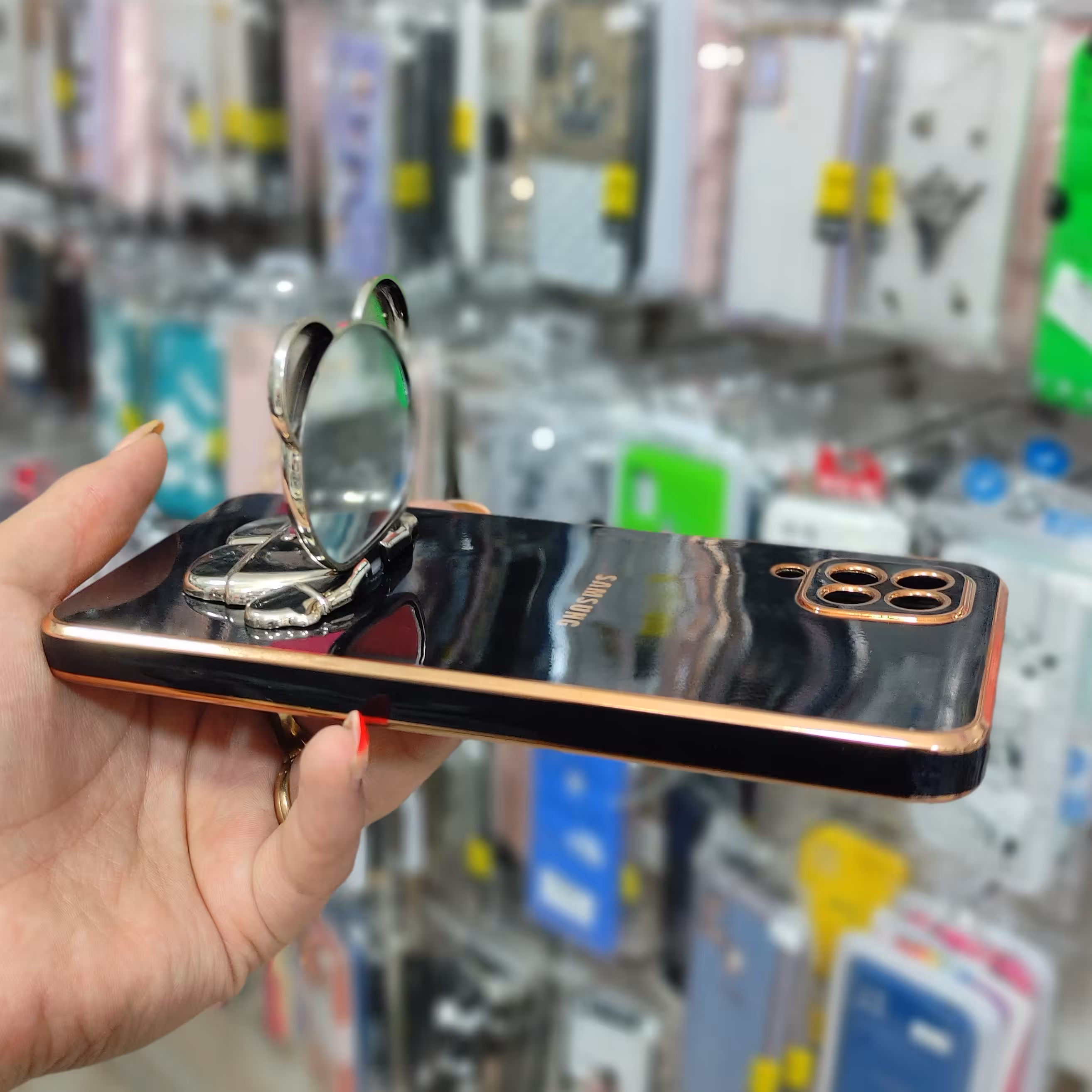 قاب گوشیa22 4G قاب اینه ای استند خرسی موجود در 4 رنگ کیوت