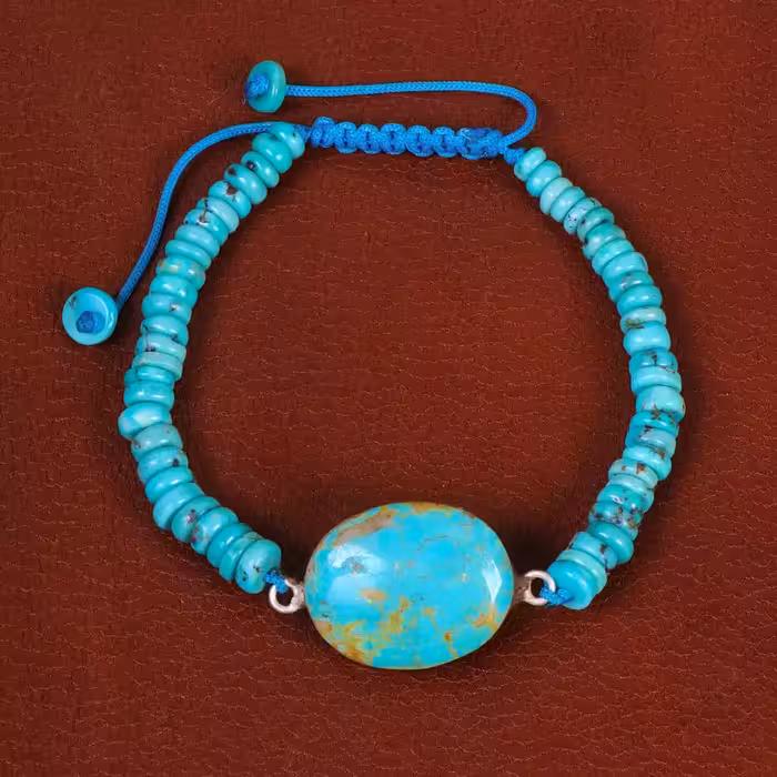 دستبند فیروزه خزامه کد 30413 - جواهری مشاهیر