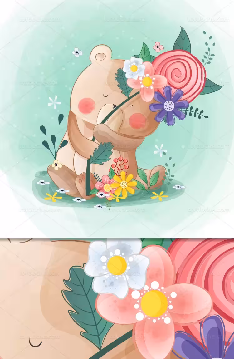 وکتور خرس مهربان فانتزی | گرافیک با طعم تربچه