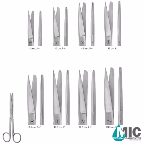 قیچی جراحی مستقیم با نوک یکسر تیز استاندارد