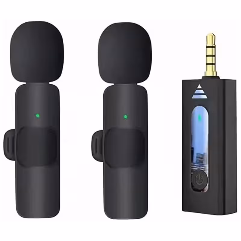 میکروفون یقه ای دوتایی وایرلس مدل K35 با رابط تایپ سی