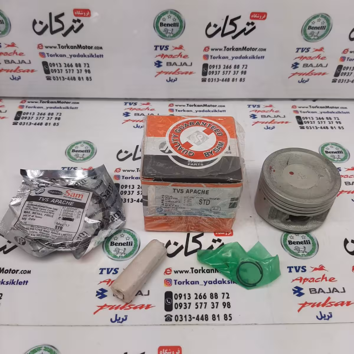 رینگ و پیستون ( پستان ) موتور اپاچی 150 اصلی ( سایز 0/100 )