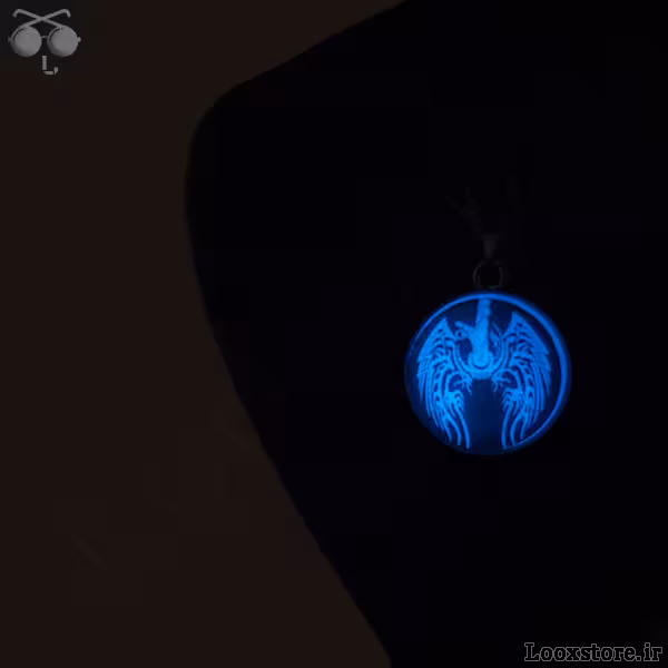 گردنبند فروهر شیک شب تاب مشکی