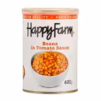 کنسرو لوبیا در سس گوجه فرنگی هپی فارم 400 گرمی