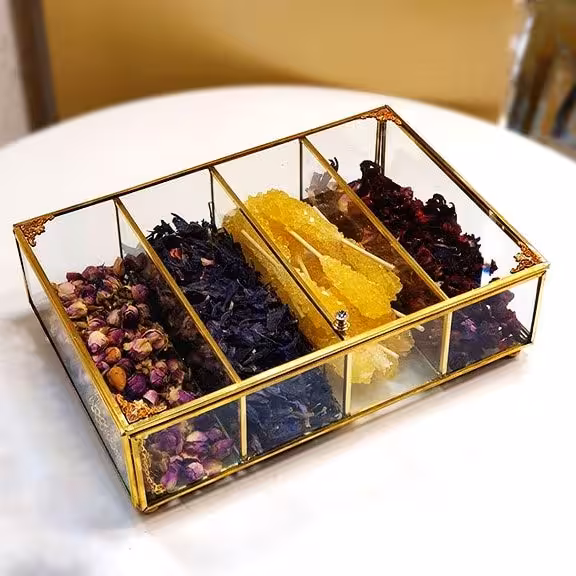 تی بگ شیشه ای نوار برنجی 4 خانه تا 10 خانه با تقسیم های متفاوت و متنوع