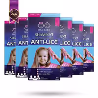 6 عدد شامپو مو کودک مکس بیبی Max Baby مدل ضد شپش آبی Anti-Lice حجم 130 میلی‌ لیتر (اورجینال)