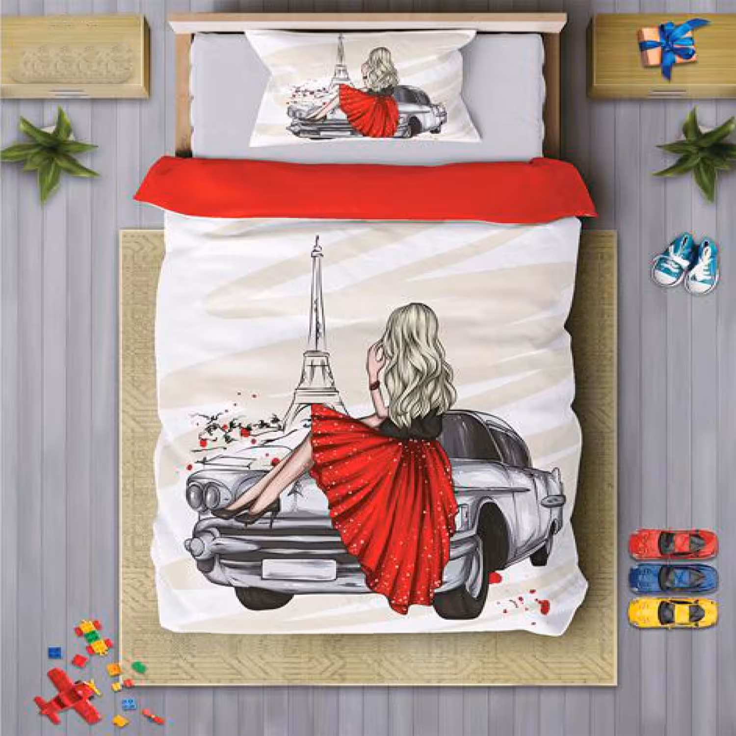 سرویس روتختی دخترانه چیداری مدل 7242 یک نفره چهار تکه