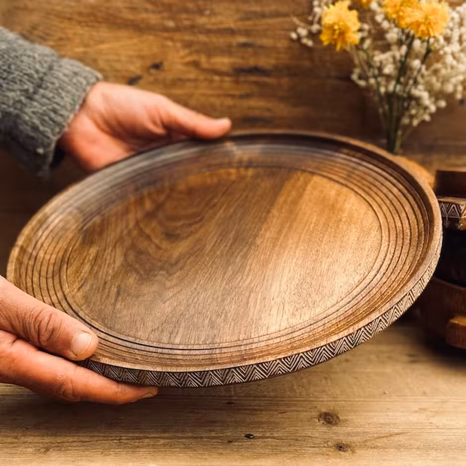 سینی چوبی گردو مدل بینه کد 010072