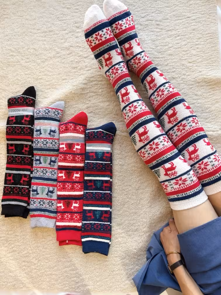 جوراب حوله ای ساق بلند گوزن کریسمس