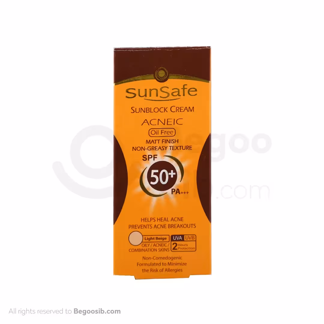 ضد آفتاب رنگی فاقد چربی آکنئیک SPF50 بژ روشن سان سیف 50 میلی لیتری