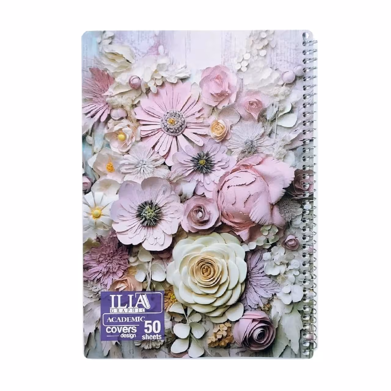 دفتر سیمی ایلیا طرح گل 50 برگ