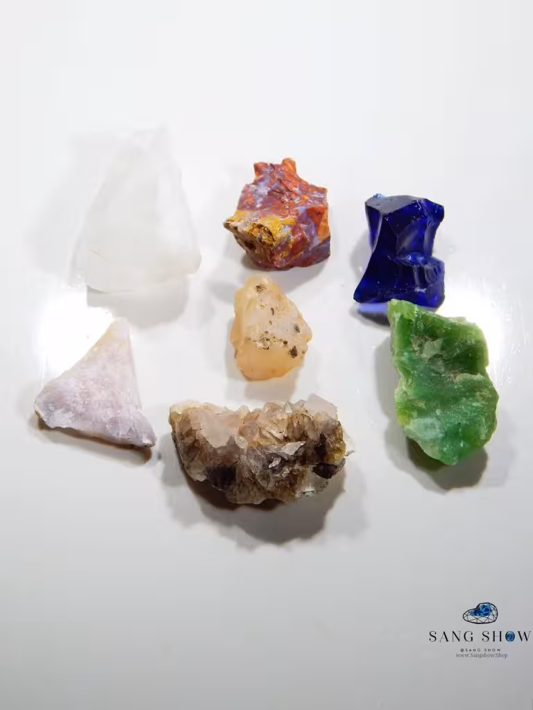 پک سنگ 7 چاکرا سنگهای راف و معدنی pack13