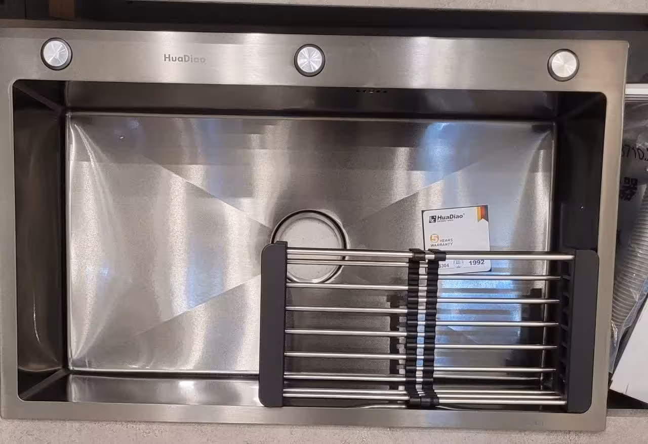 سینک باکسی تک لگن دودی سایز 75*45 برند هوادیائو