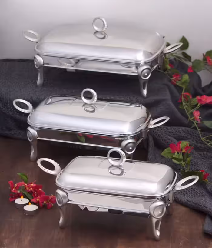 سوفله خوری مستطیل حلقه نگین پایه مات در سه سایز SAFINOX