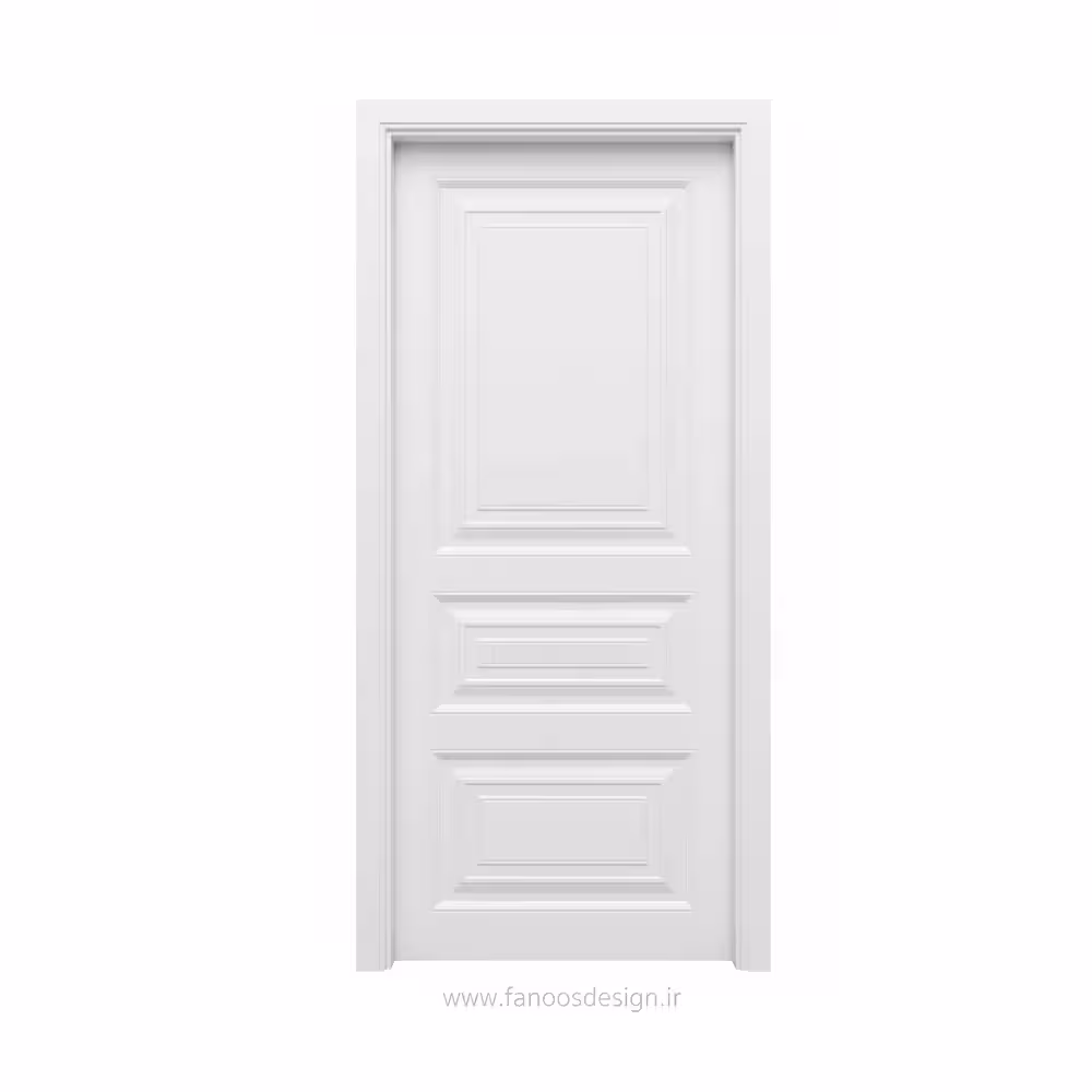 درب MDF کلاسیک سفید با طرح برجسته و قاب‌کاری ظریف کد 30295