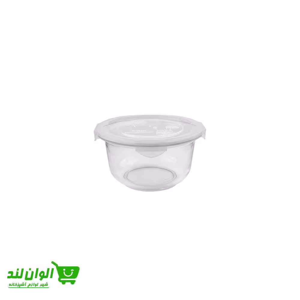 ظرف شیشه ای گرد 1.2 لیتر لیمون مدل درب دار کد 37227