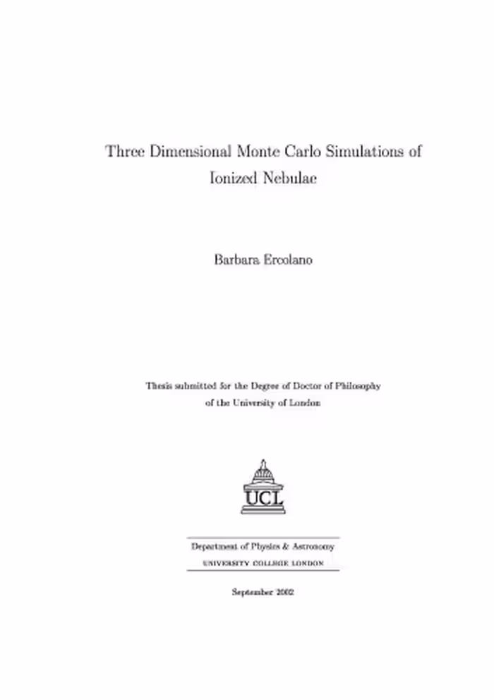 خرید و دانلود نسخه کامل کتاب Three dimensional Monte Carlo simulations of ionized nebulae
