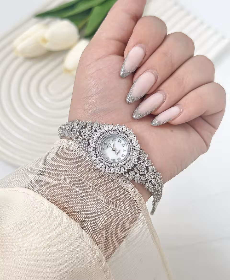 ساعت نقره جواهری زنانه کد 80331