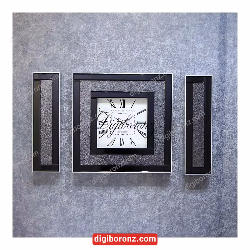 ساعت مربع اکلیلی نقره ای