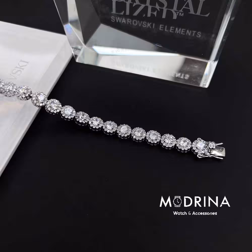 دستبند تنیسی کریستال گرد سواروسکی Swarovski