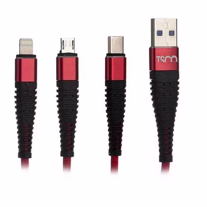 کابل تبدیل USB-C به لایتنینگ و microUSB تسکو مدل TC-A33 طول 1.20 متر
