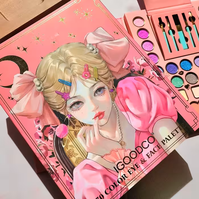 پالت سایه بزرگ عروسکی  70 رنگ  مدل براش دار فوق کیوت اورجینال از برند igoodco/پالت سایه و رژگونه و هایلایتر اورجینال و اصلی