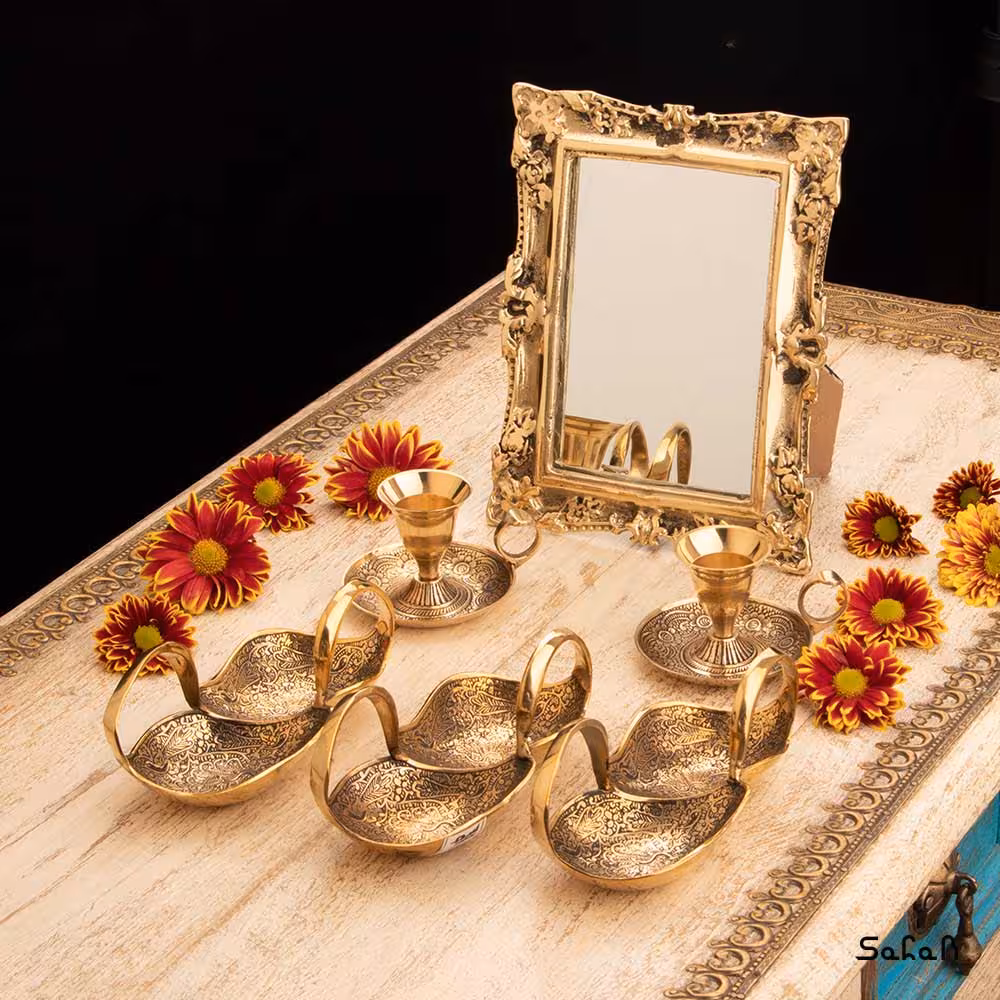 ست هفت سین برنجی طلایی کد 1068