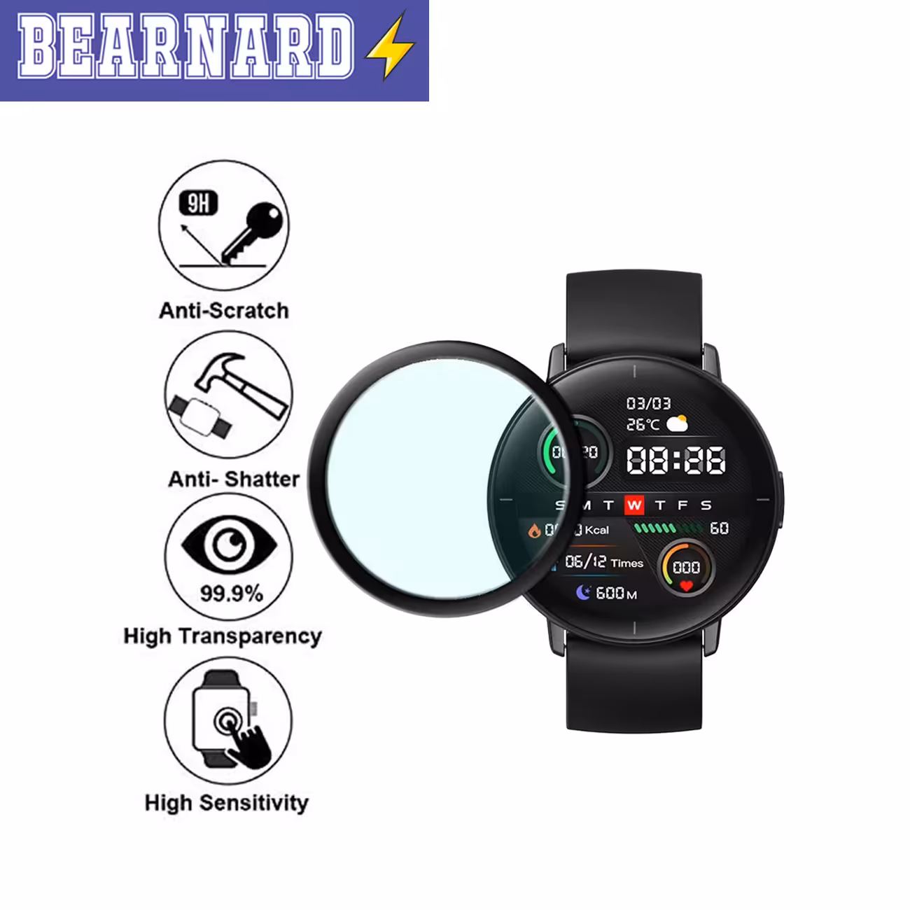 محافظ صفحه نمایش نانو برنارد مدل NBR مناسب برای ساعت هوشمند امازفیت GTR 3 Pro بسته سه عددی