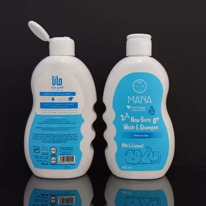   شامپو سر و بدن بچه مانا مدل پروتئین شیر روغن نارگیل حجم 800 میلی لیتر مجموعه دو عددی