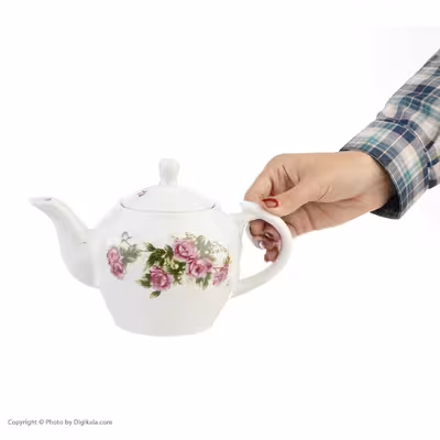 قوری شرکت صنایع چینی تقدیس مدل 6کوپ طرح گل سرخ