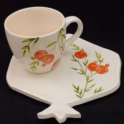 ست فنجان و نعلبکی سرامیکی هیوا طرح انار کد 11040895