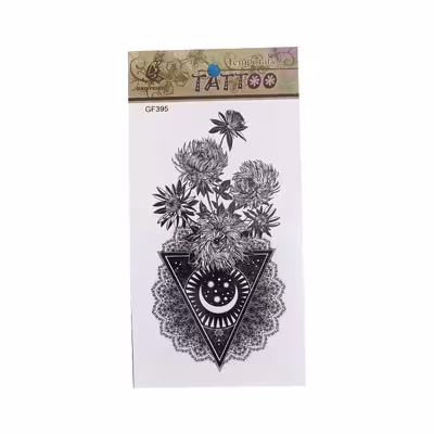تاتو موقت طرح گل داتورک و ماه و مثلث کد 395