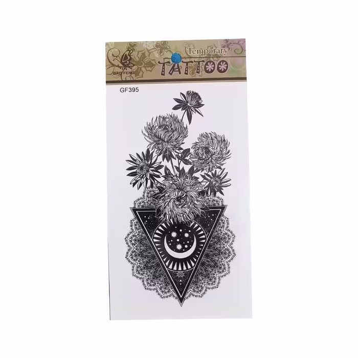 تاتو موقت طرح گل داتورک و ماه و مثلث کد 395