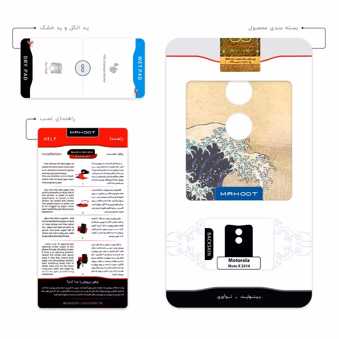 برچسب پوششی ماهوت مدل The Great Wave off Kanagawa of Hokusai مناسب برای گوشی موبایل موتورولا Moto X 2014