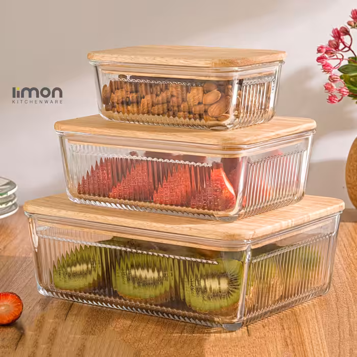 ظرف نگهدارنده لیمون مدل مستطیل بسته 3 عددی