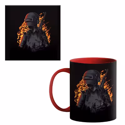 ماگ طرح پابجی کد 600 به همراه زیر لیوانی