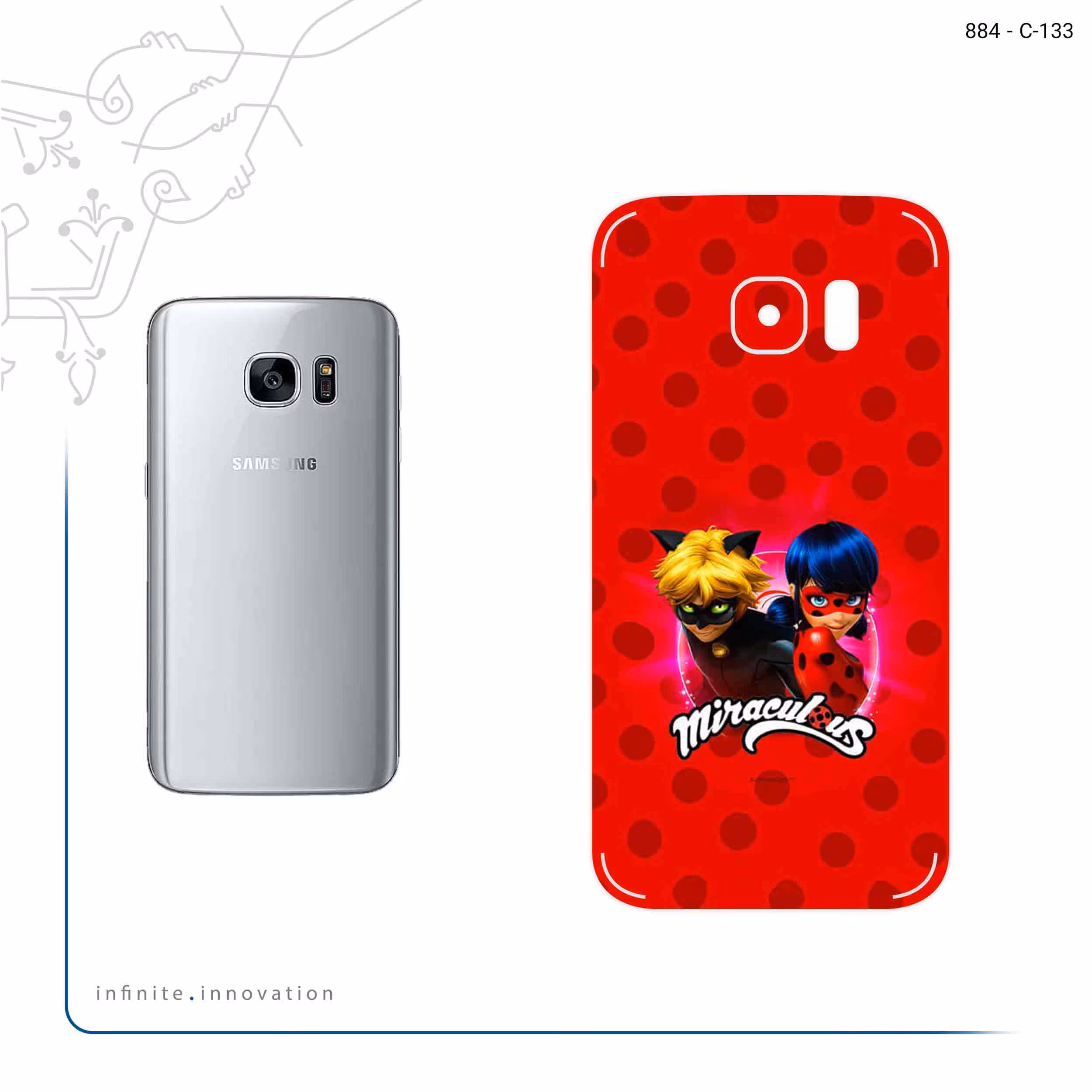 برچسب پوششی ماهوت مدل Ladybug and Cat Noir مناسب برای گوشی موبایل سامسونگ Galaxy S7
