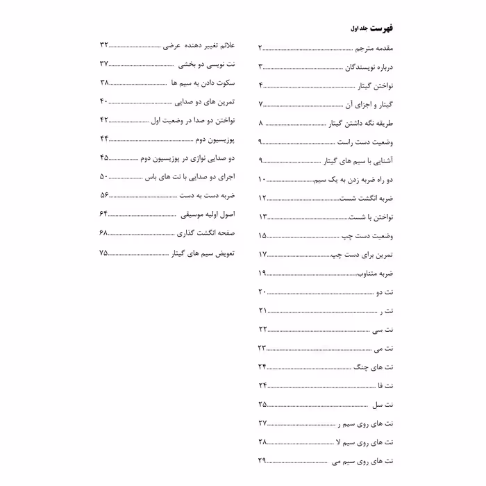 کتاب لذت نواختن گیتار مدرن ترین روش آموزش گیتار اثر مجید احمدی انتشارات پنج خط جلد 1و 2