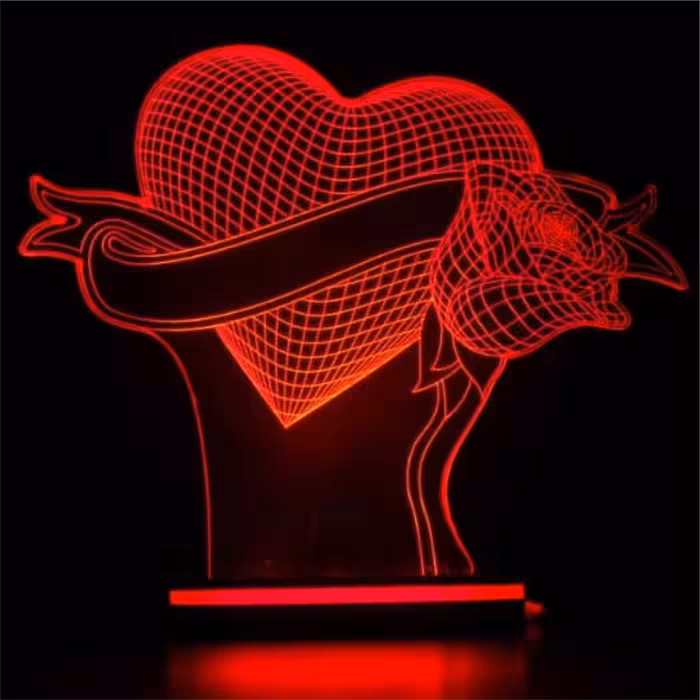 چراغ خواب طرح عاشقانه قلب و گل