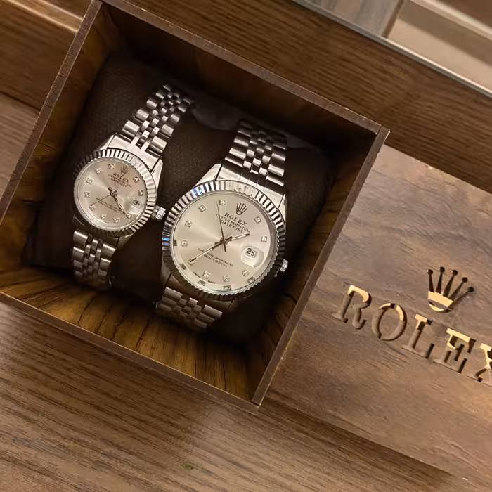 ست ساعت مچی عقربه ای زنانه و مردانه  مدل دیت جاست