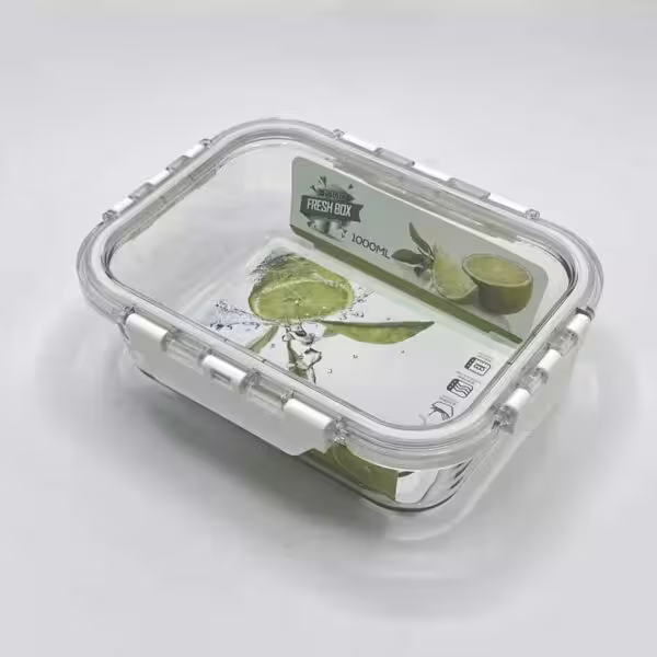 ظرف نگهدارنده مستطیل 1100 میل نوار سفید