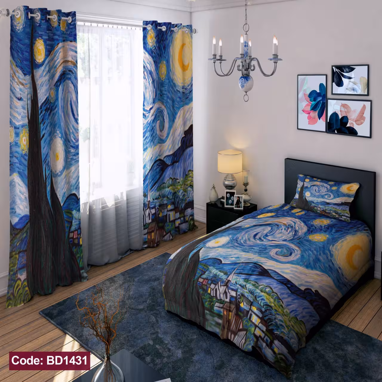 پرده پانچی مخمل چاپی دخترانه کد 1431