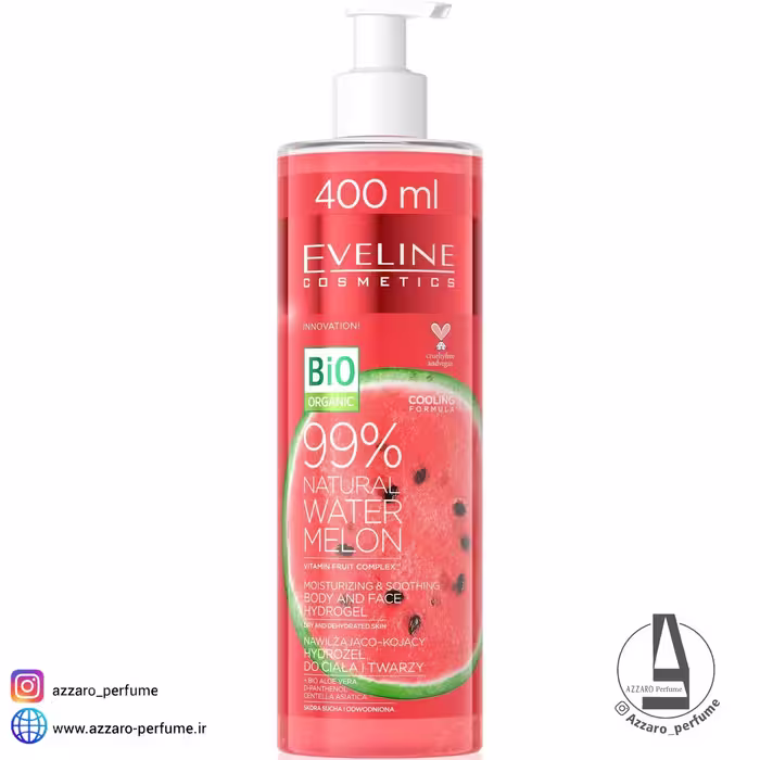 ژل آبرسان و تسکین دهنده بدن و صورت هندوانه اولاین Eveline Natural Watermelon حجم 400 میل