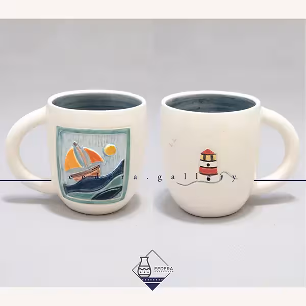 ماگ دستساز برجسته قایق رنگی