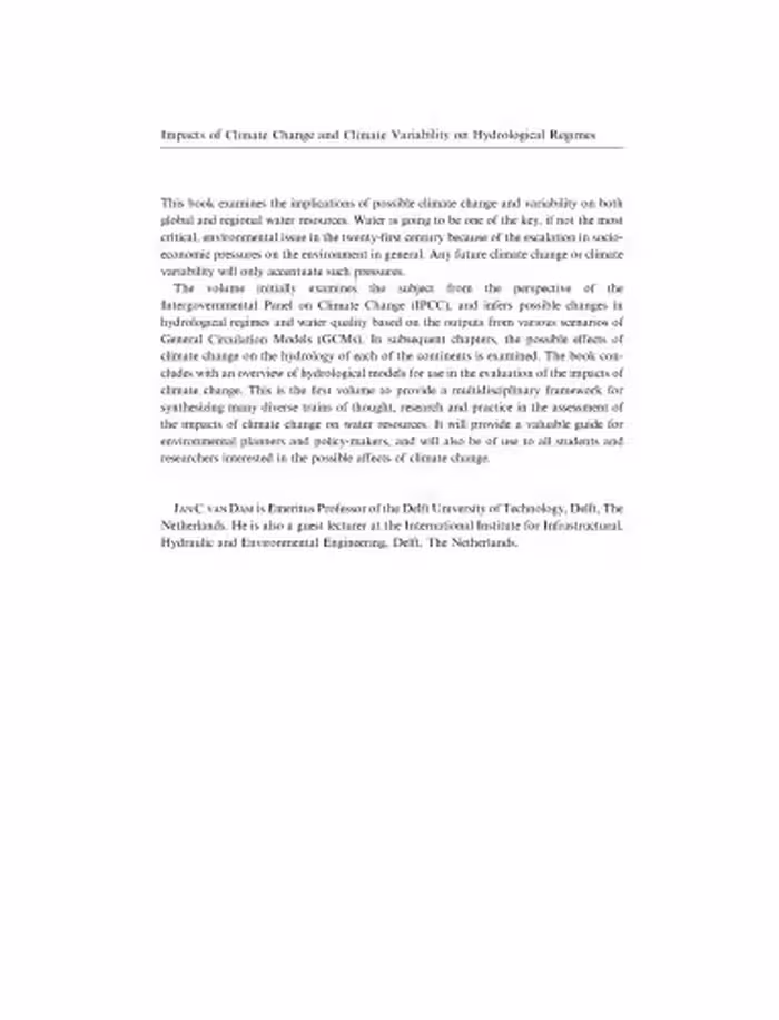 خرید و دانلود نسخه کامل کتاب Impacts of Climate Change and Climate Variability on Hydrological Regimes (International Hydrology Series)