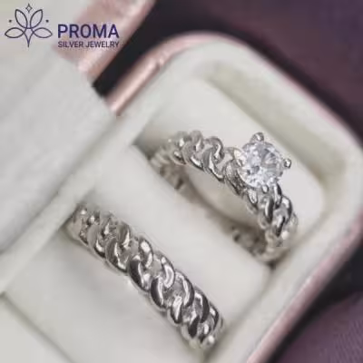 حلقه ست نقره ازدواج مدل PRM08