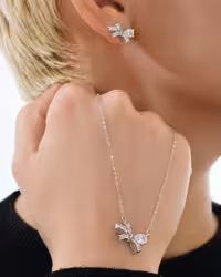 نیمست وارداتی پاپیون جواهری نقره کد 00649