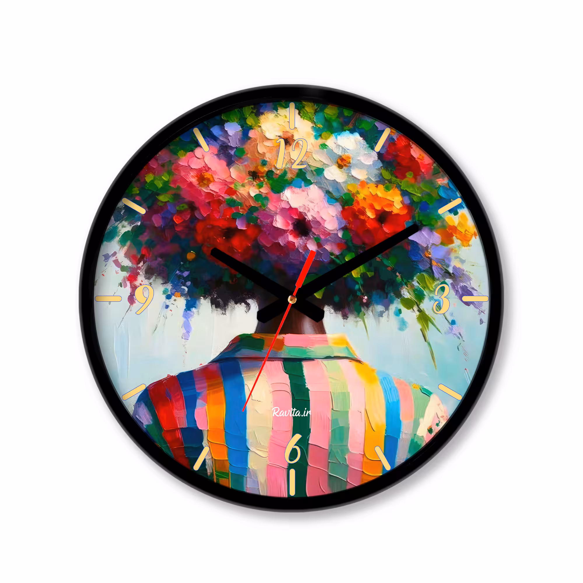 ساعت دیواری کوچک راویتا طرح گل کد 3660