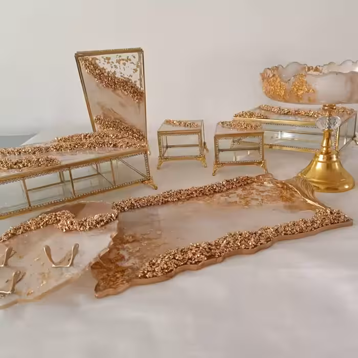 سرویس 6تکه سطل شیشه ای جادستمال تیبگ شیشه ای شیشه ای